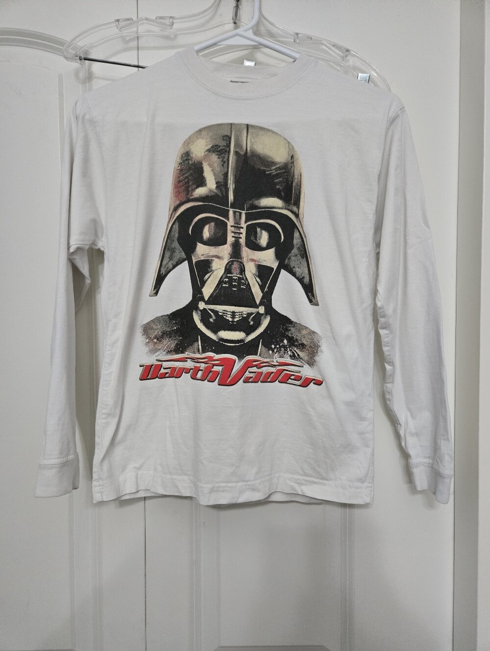 Star Wars Kids White Long Sleeve Tee with Darth Vader Graphic